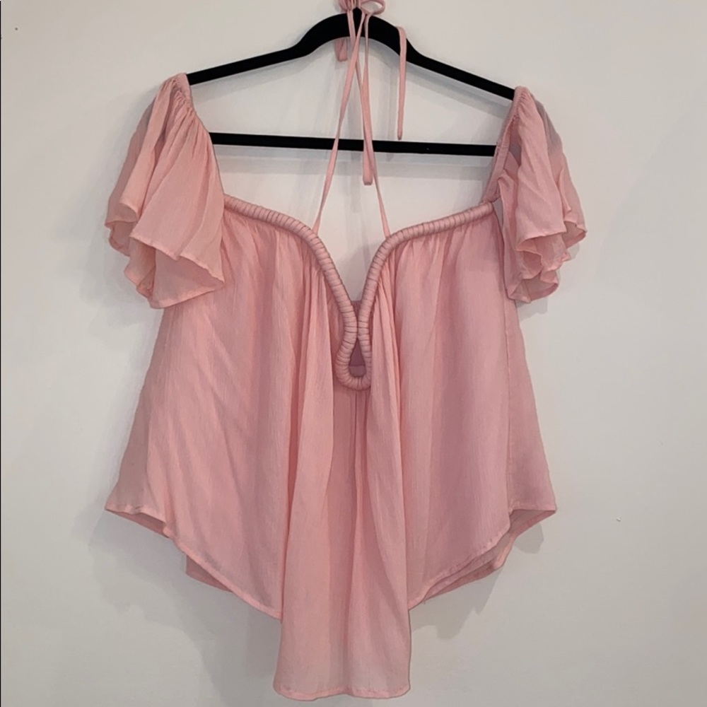 re:named pink off-the-shoulder blouse